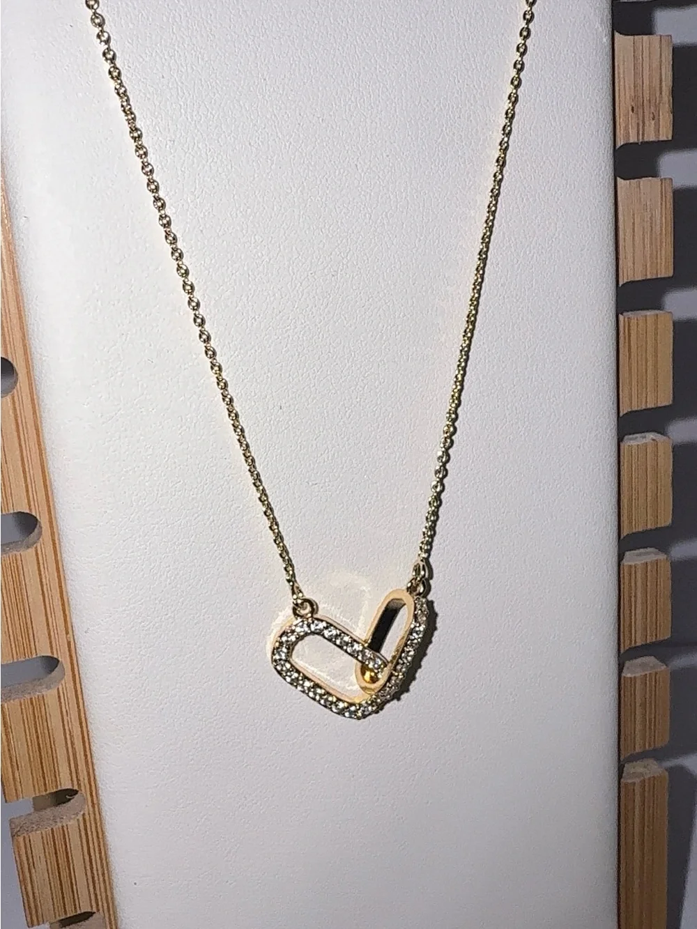 14K Gold Plated Interlocking Hearts Necklace | Cubic Zirconia Pave